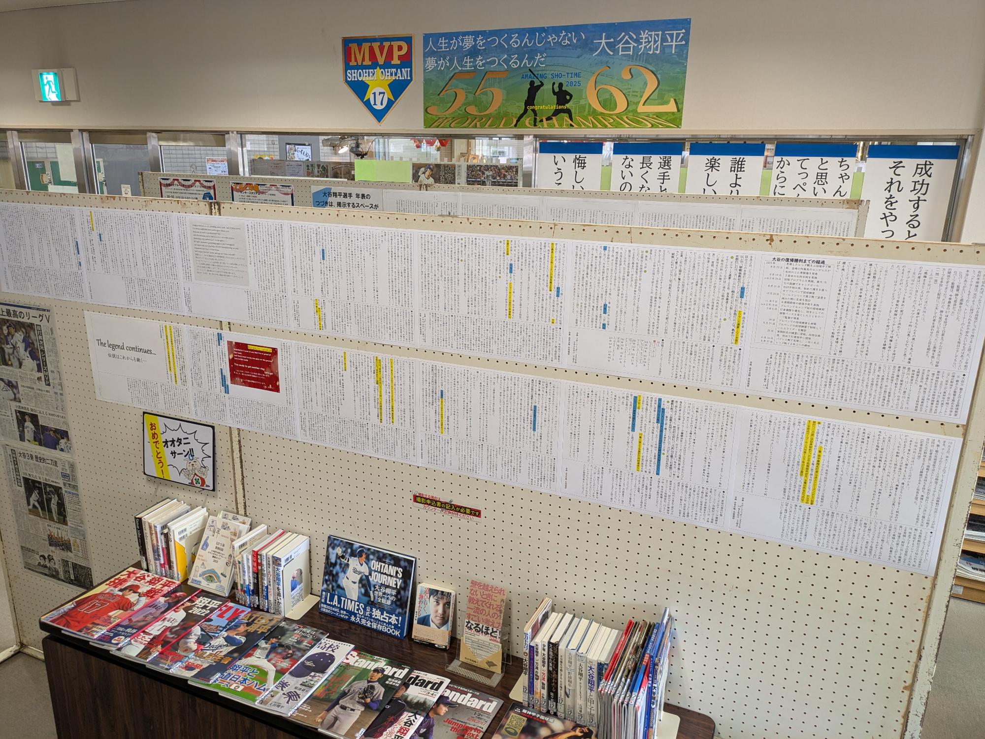特別展「人生が夢をつくるんじゃない 夢が人生をつくるんだ 大谷翔平」展示全景