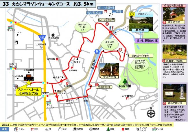 えさしマラソンウォーキングコースの地図