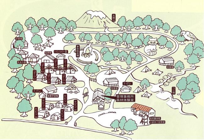 衣川ふるさと自然塾の周辺がイラストで描かれた地図