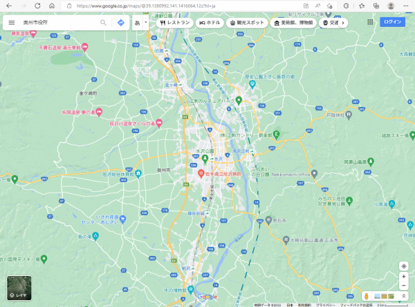 「水沢駅」から「奥州市役所」までのGoogle マップ