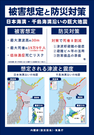 被害想定と防災対策のチラシ