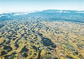 田畑が広がる奥州市の町並みを上空から撮影した写真
