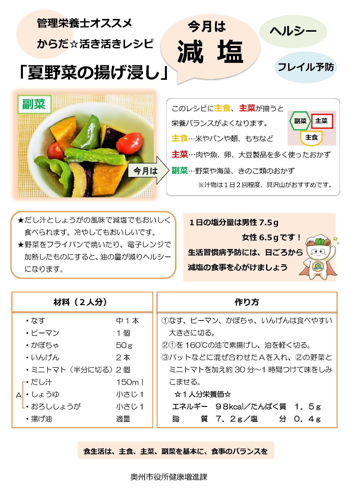 令和6年7月夏野菜の揚げびたし