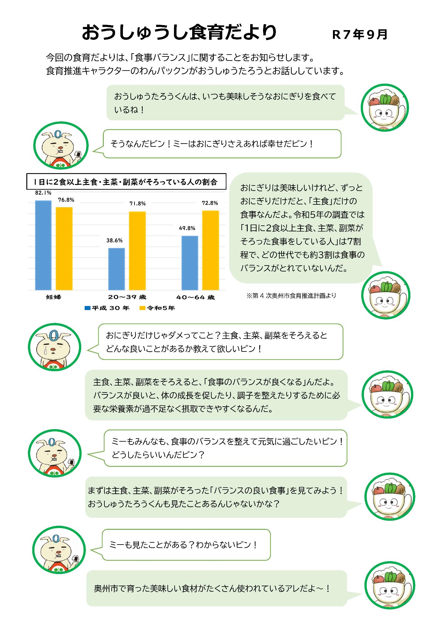 おうしゅうし食育だより18号 食事バランス1