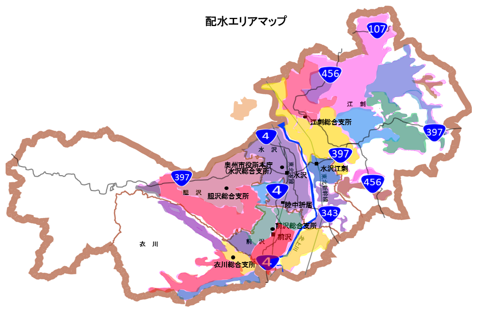 配水エリアの地図